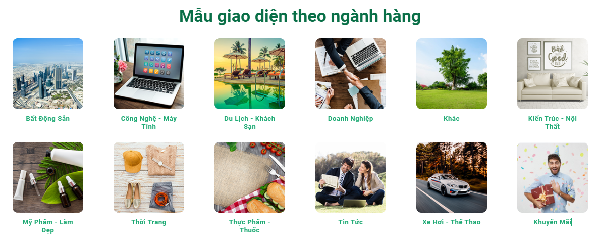 Mẫu thiết kế website theo nghành hàng