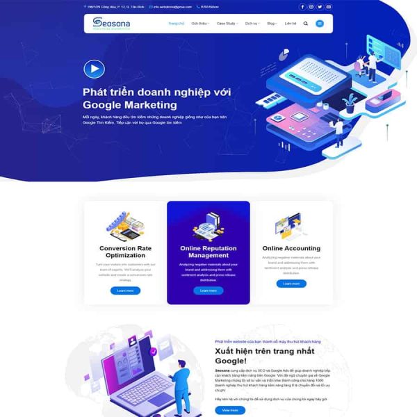 Thiết kế website công ty Agency, Website công ty Agency chuẩn đẹp, Nam Việt IT & Agency, Theme WordPress Flatsome, Dịch vụ marketing trực tuyến, Tối ưu SEO website