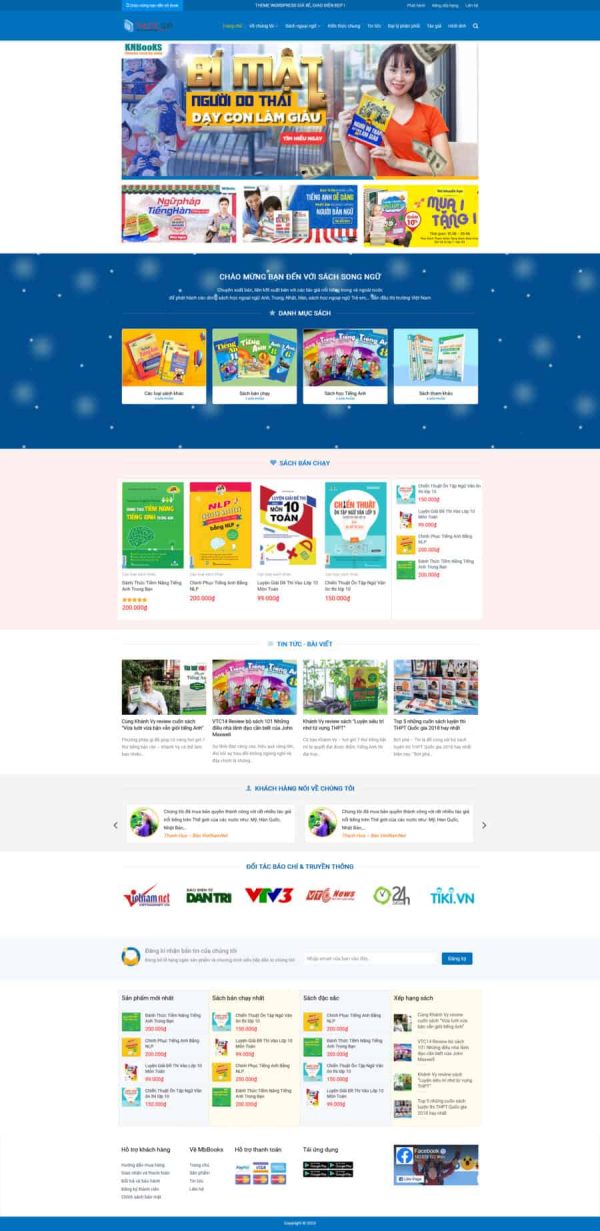 Thiết kế website bán sách, Website bán sách online, Nam Việt IT & Agency, Theme WordPress Flatsome, Cửa hàng sách trực tuyến, Tối ưu SEO website