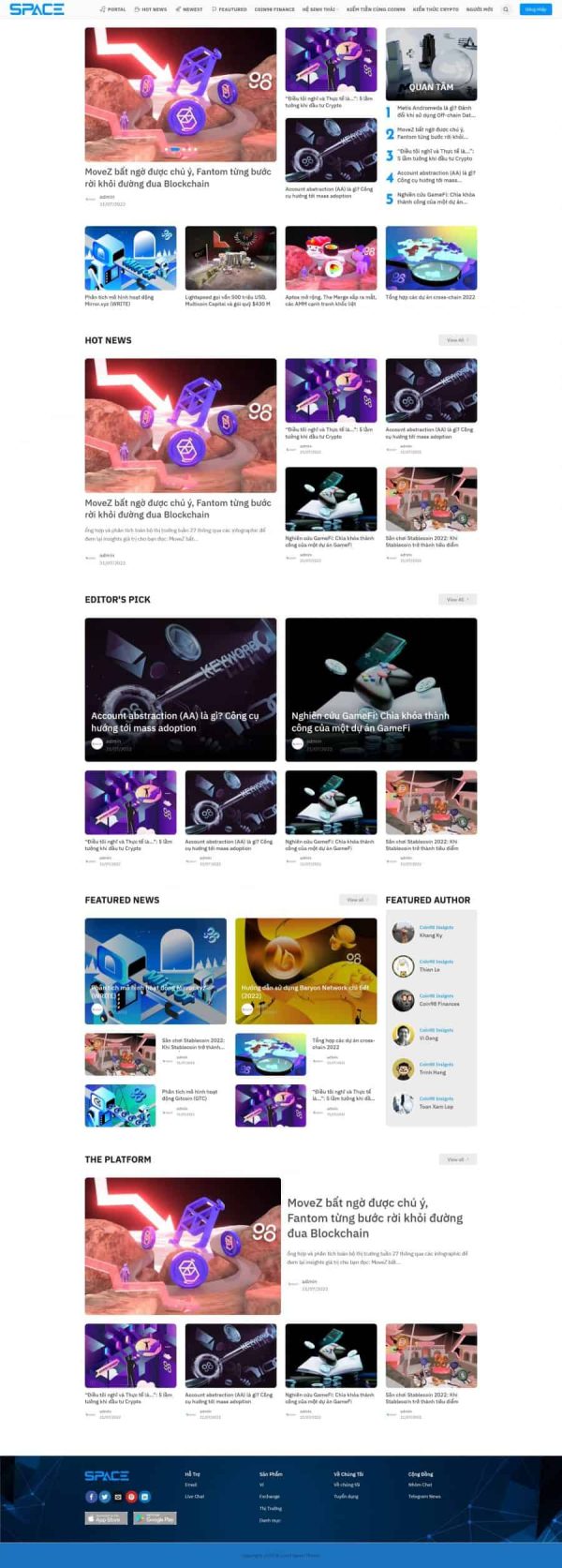 Thiết kế website tin tức coin, Website tin tức tiền điện tử, Nam Việt IT & Agency, Theme WordPress Flatsome, Tin tức crypto trực tuyến, Tối ưu SEO website