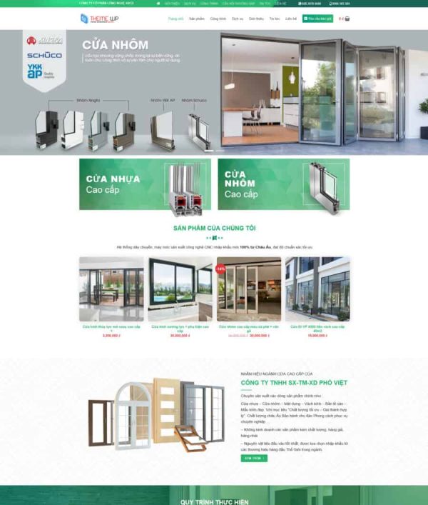 Thiết kế website cửa nhôm kính, Website cửa nhôm kính cửa lùa, Nam Việt IT & Agency, Theme WordPress Flatsome, Cửa nhôm kính giá rẻ, Tối ưu SEO website