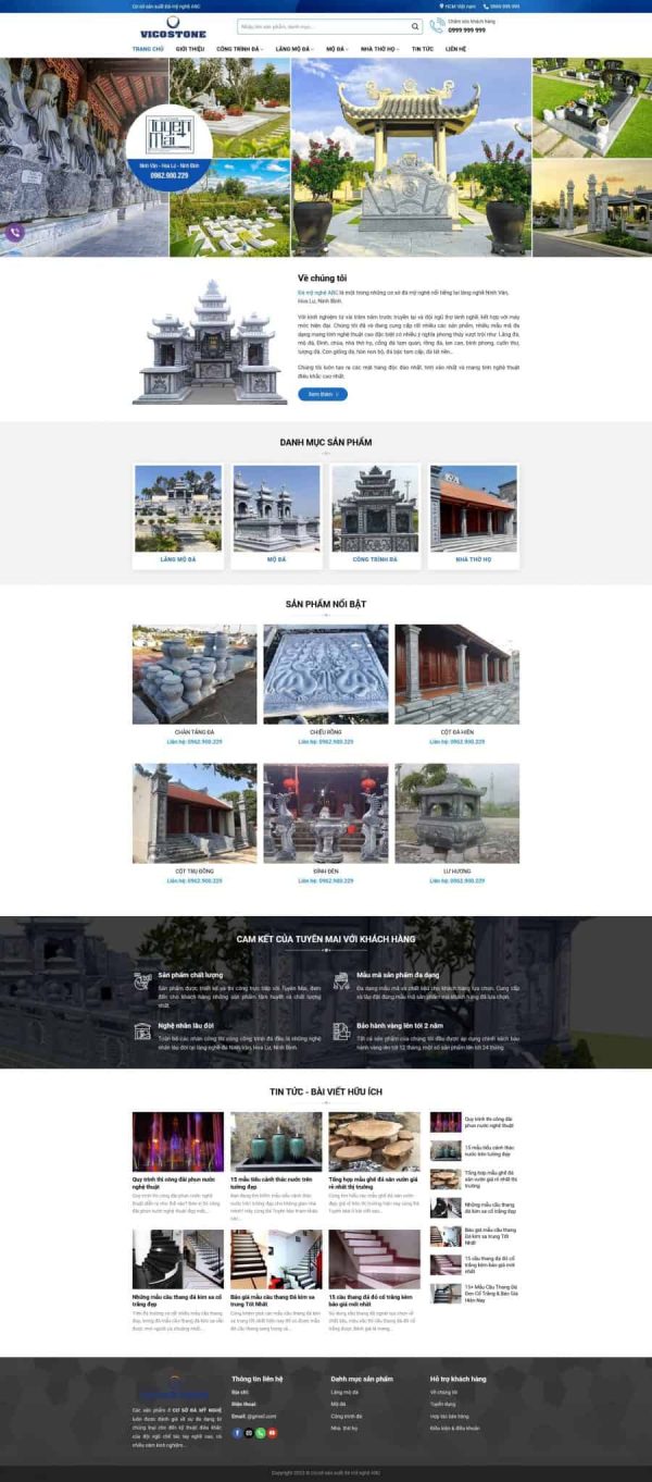 Thiết kế website xưởng đá mỹ nghệ, Website bán đá mỹ nghệ, Nam Việt IT & Agency, Theme WordPress Flatsome, Xưởng đá mỹ nghệ trực tuyến, Tối ưu SEO website