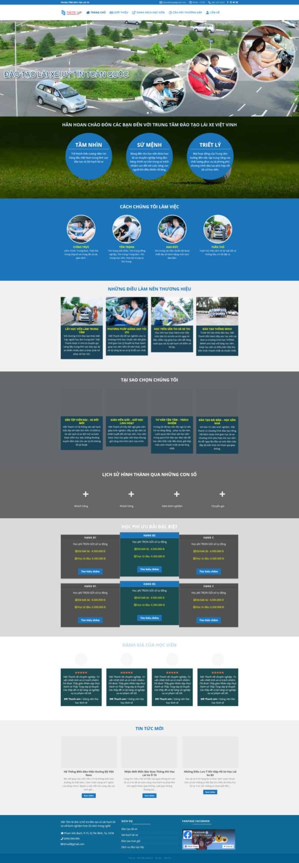 Thiết kế website trường dạy lái xe, Website đăng ký học lái xe online, Nam Việt IT & Agency, Theme WordPress Flatsome, Trung tâm dạy lái xe uy tín, Tối ưu SEO websit