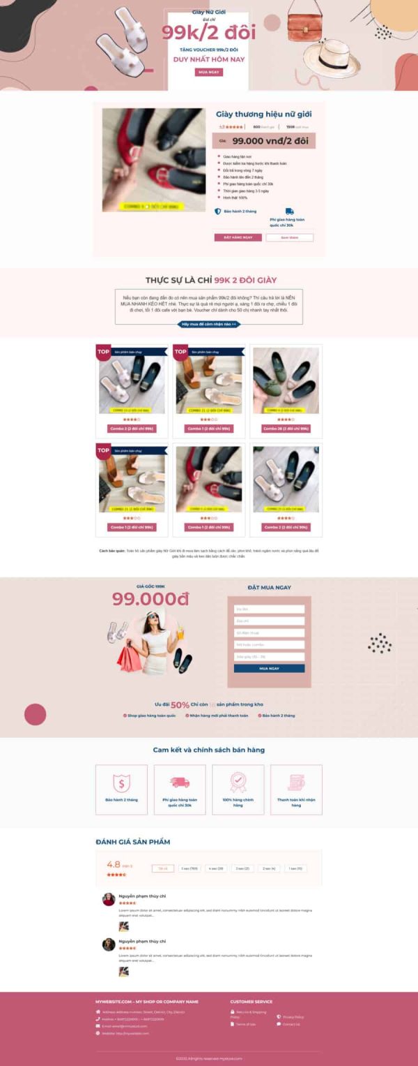 Thiết kế landing page bán dép, Landing page bán dép online, Nam Việt IT & Agency, Theme WordPress Flatsome, Cửa hàng dép trực tuyến, Tối ưu SEO website