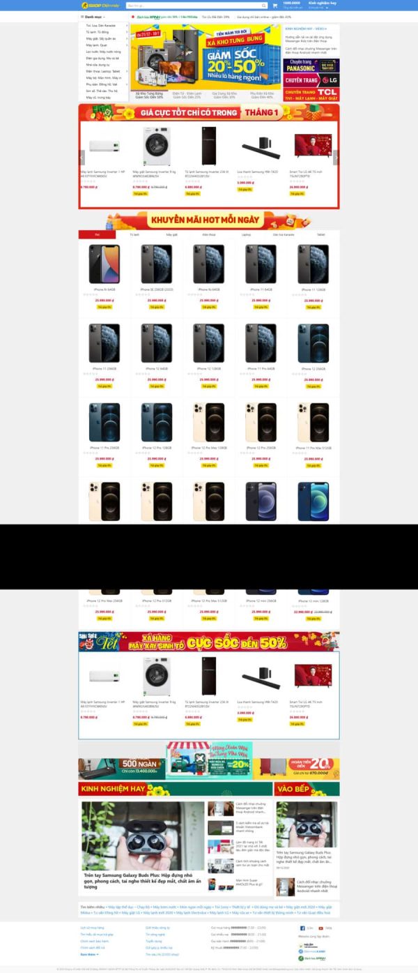 Thiết kế website điện máy xanh, Website bán hàng điện tử, Nam Việt IT & Agency, Theme WordPress Flatsome, Dịch vụ thương mại điện tử, Tối ưu SEO website