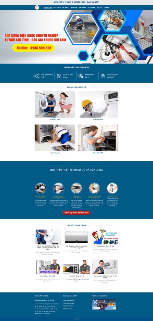 Thiết kế website dịch vụ điện nước, Website sửa chữa điện nước online, Nam Việt IT & Agency, Theme WordPress Flatsome, Dịch vụ điện nước chuyên nghiệp, Tối ưu SEO website