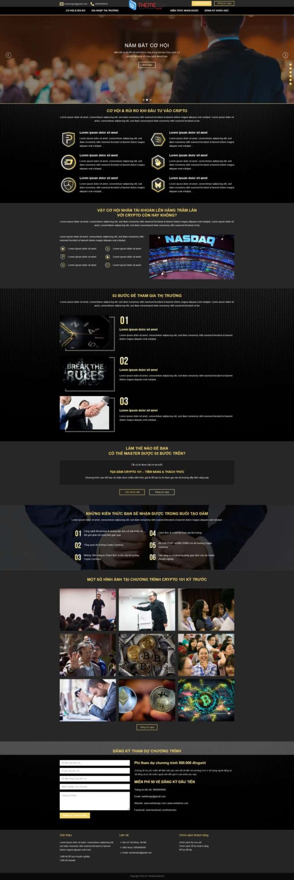 Thiết kế website lớp học Bitcoin, Website khóa học tiền điện tử, Nam Việt IT & Agency, Theme WordPress Flatsome, Dịch vụ đào tạo Bitcoin, Tối ưu SEO website