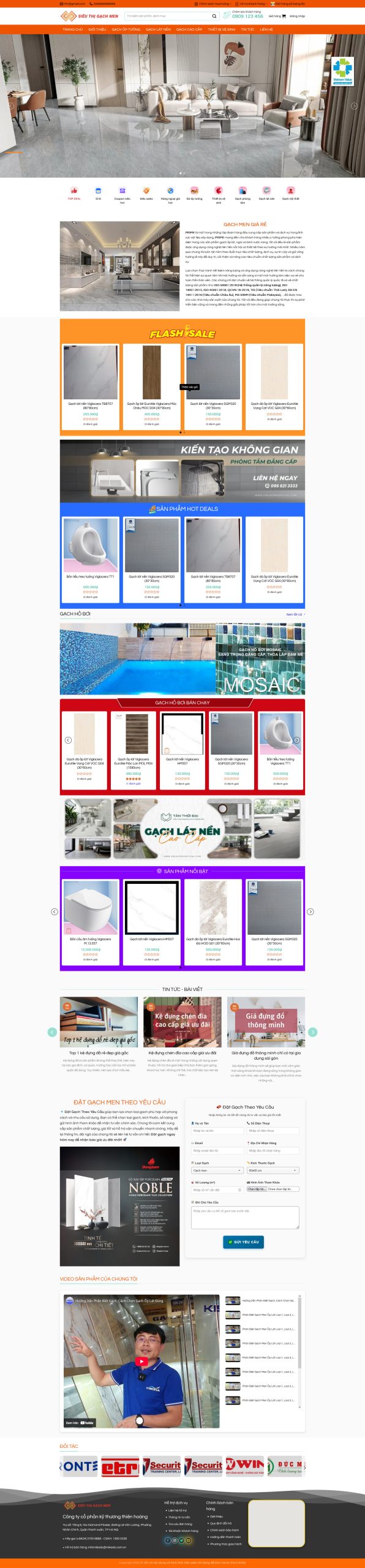 Thiết Kế Website Siêu Thị Gạch Men, Website siêu thị gạch men, Nam Việt IT & Agency, Theme Flatsome, Website WordPress bán gạch men, Tối ưu SEO website