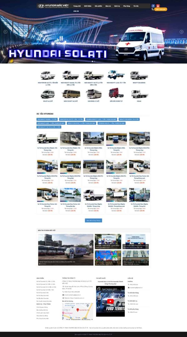 Thiết kế website xe tải Hyundai Bắc Việt, Website xe tải Hyundai Bắc Việt, Nam Việt IT & Agency, Theme WordPress Flatsome, Đại lý xe tải Hyundai trực tuyến, Tối ưu SEO website