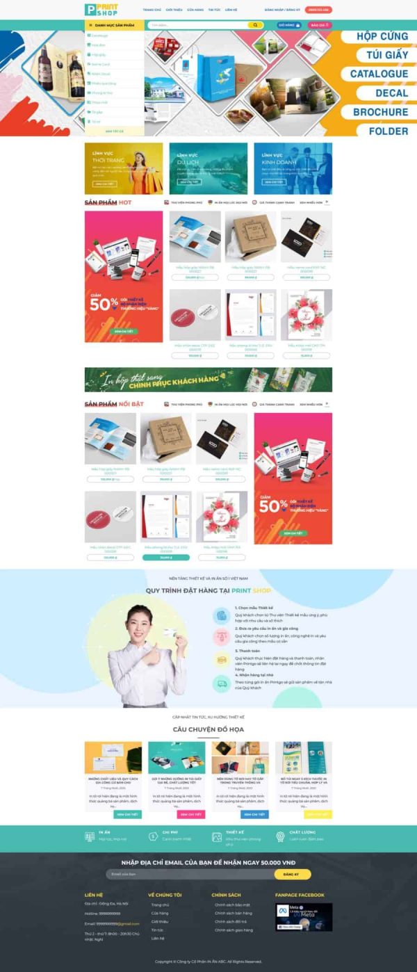 Thiết kế website in ấn, Website dịch vụ in ấn online, Nam Việt IT & Agency, Theme WordPress Flatsome, In danh thiếp online, Tối ưu SEO website