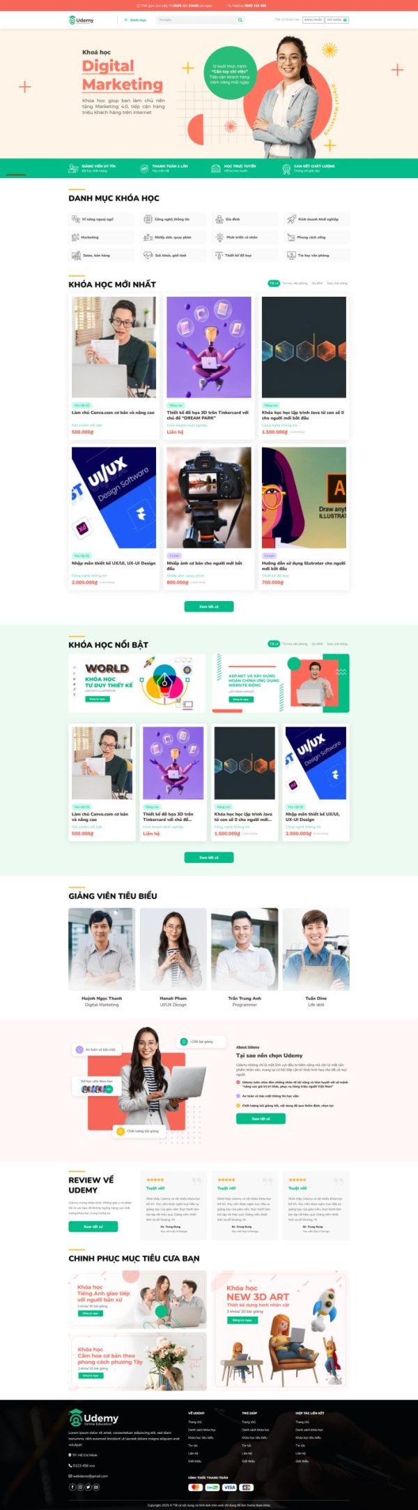 Thiết kế website khóa học, Website khóa học 12, Nam Việt IT & Agency, Theme WordPress Flatsome, Trung tâm khóa học trực tuyến, Tối ưu SEO website
