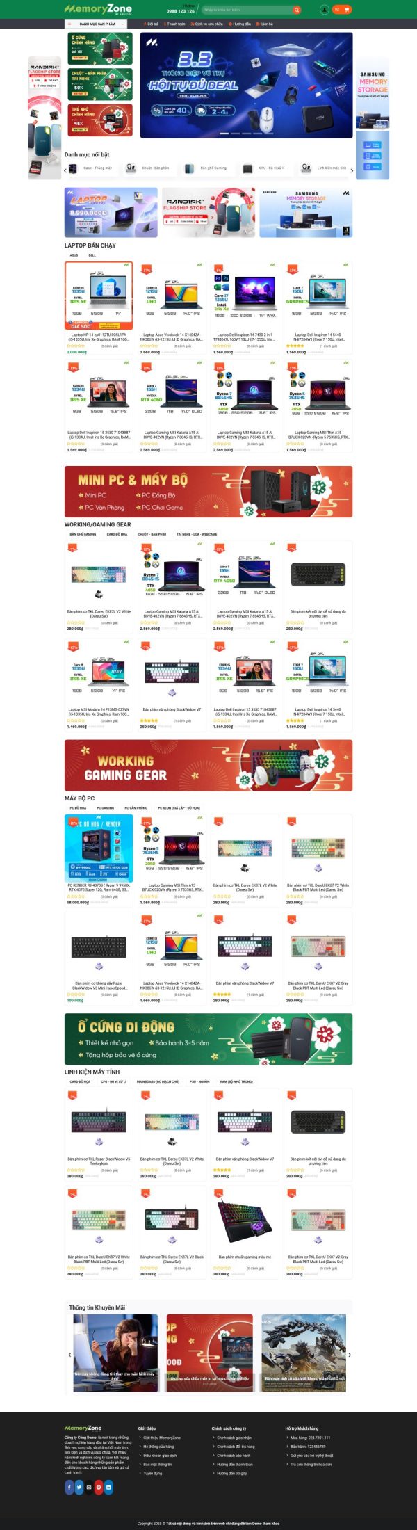 Thiết kế website bán máy tính, Website bán laptop uy tín, Nam Việt IT & Agency, Theme Flatsome, Website WordPress bán PC, Tối ưu SEO website