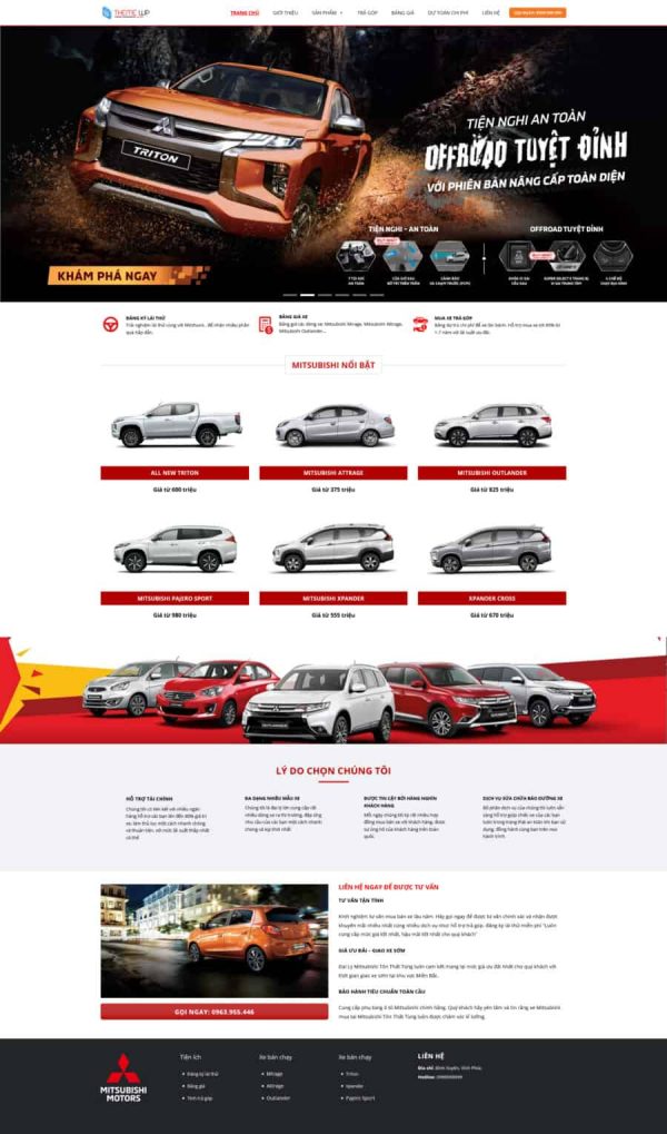 Thiết Kế Website Bán Xe Mitsubishi