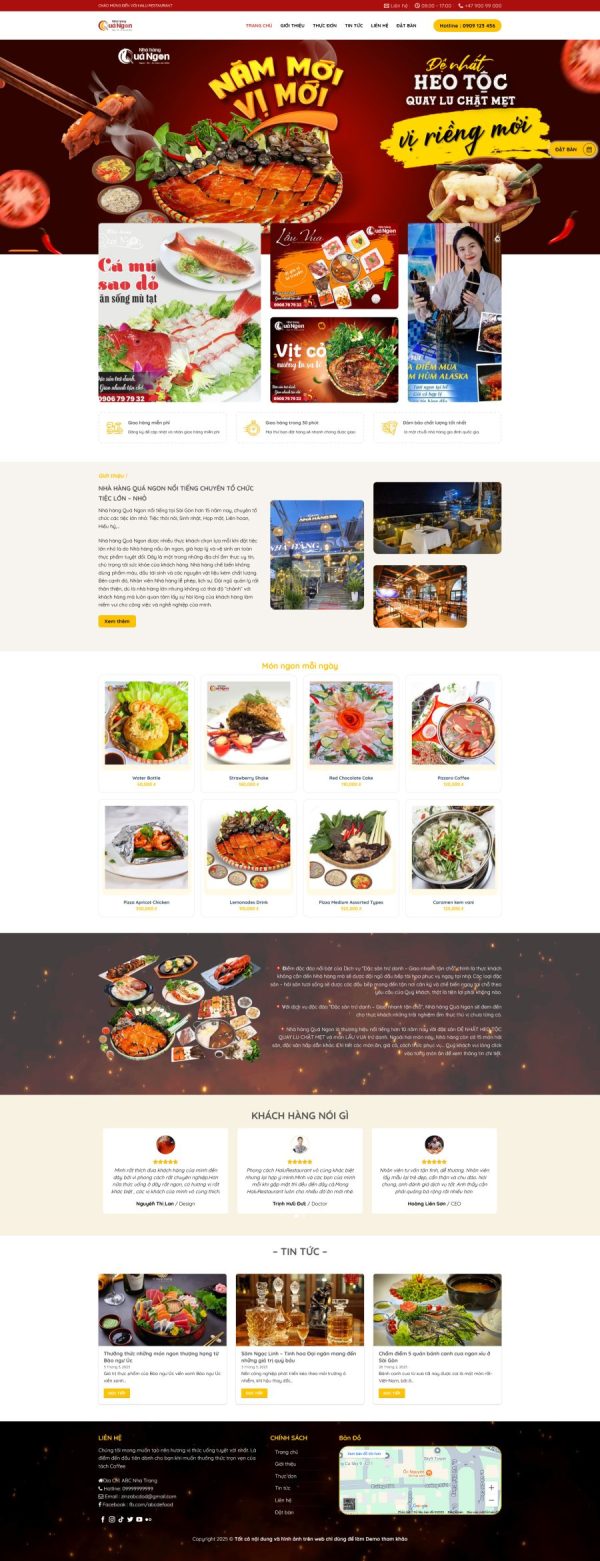 Thiết kế website nhà hàng quán ăn, Website nhà hàng quán ăn 2, Nam Việt IT & Agency, Theme WordPress Flatsome, Nhà hàng trực tuyến, Tối ưu SEO website