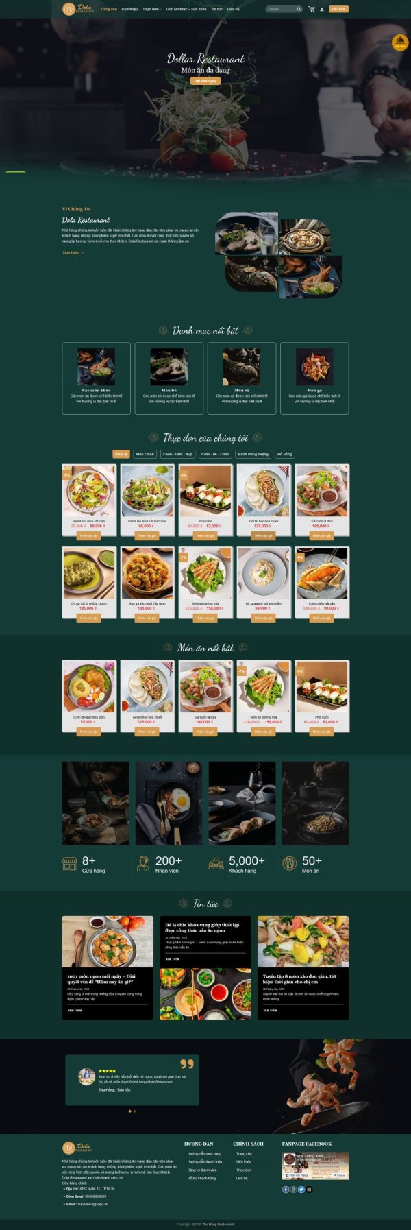 Thiết kế website nhà hàng, Website nhà hàng online, Nam Việt IT & Agency, Theme WordPress Flatsome, Website đặt bàn nhà hàng, Tối ưu SEO website