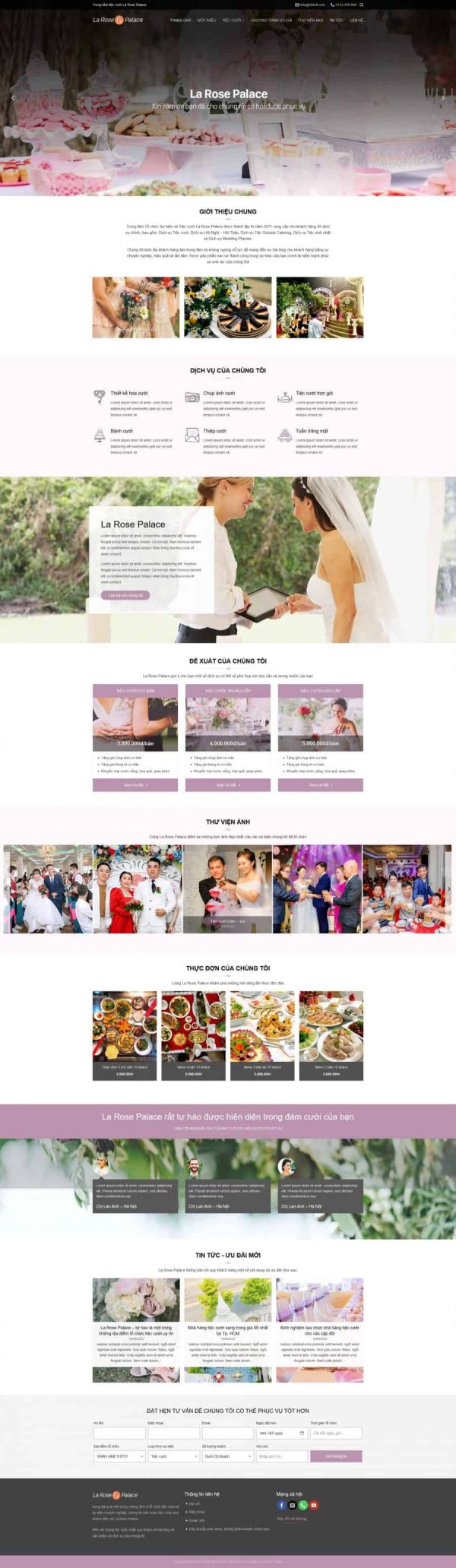 Thiết kế website nhà hàng tiệc cưới, Website tiệc cưới sang trọng, Nam Việt IT & Agency, Theme WordPress Flatsome, Dịch vụ tiệc cưới trực tuyến, Tối ưu SEO website
