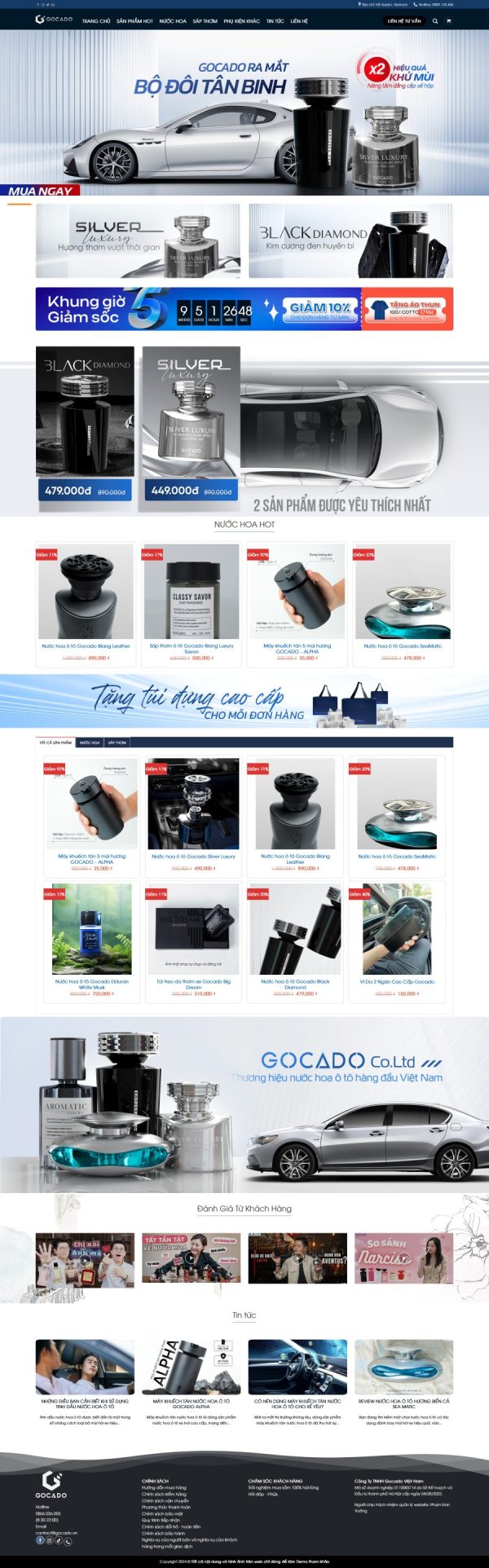 Thiết kế website bán nước hoa ô tô, Website shop nước hoa ô tô, Nam Việt IT & Agency, Theme WordPress Flatsome, Tinh dầu ô tô online, Tối ưu SEO website