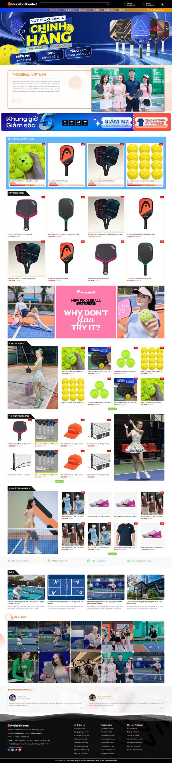 Thiết kế website bán dụng cụ thể thao pickleball, Website bán vợt pickleball, Nam Việt IT & Agency, Theme Flatsome, Website WordPress bán dụng cụ pickleball, Tối ưu SEO website