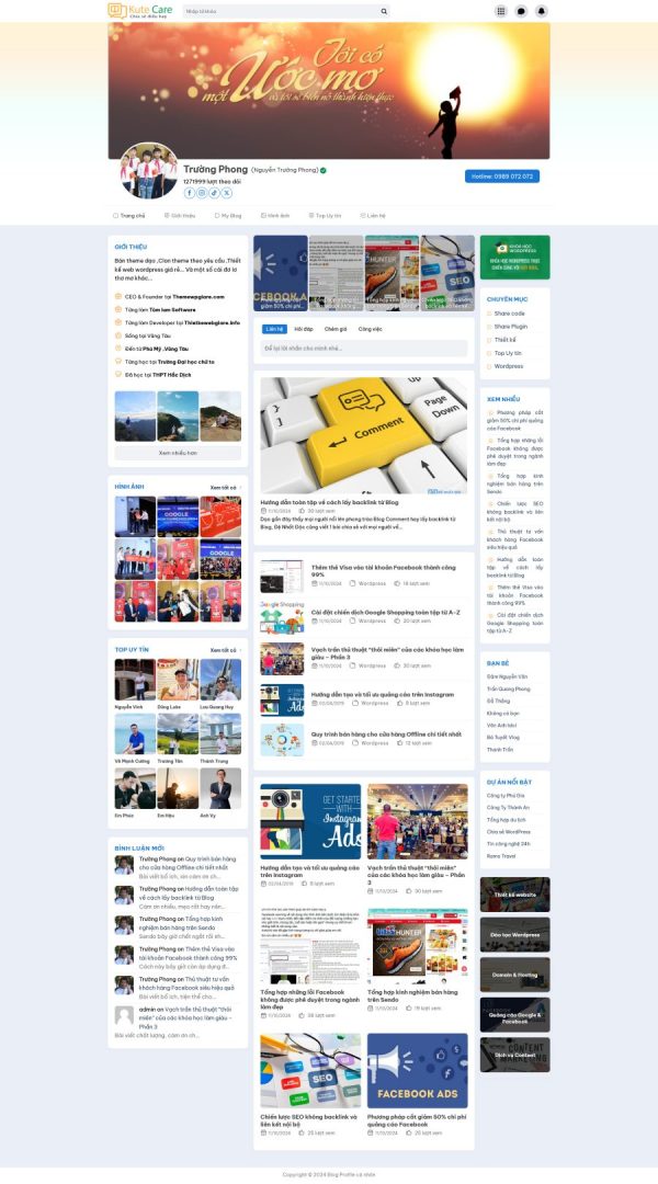 Thiết kế website blog cá nhân, Website blog cá nhân chuẩn đẹp, Nam Việt IT & Agency, Theme WordPress Flatsome, Blog cá nhân trực tuyến, Tối ưu SEO website