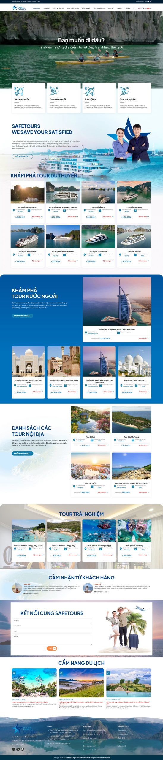 Thiết kế website bán tour du lịch VIP, Website bán tour du lịch VIP, Nam Việt IT & Agency, Theme WordPress Flatsome, Công ty du lịch trực tuyến, Tối ưu SEO website
