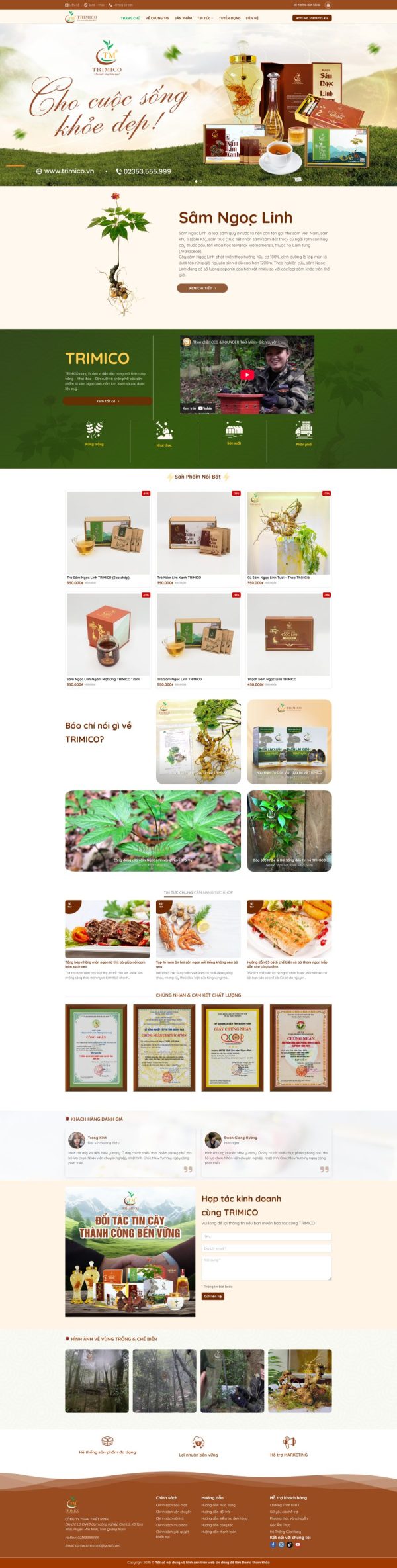 Thiết kế website bán sâm Ngọc Linh, Website bán sâm Ngọc Linh, Nam Việt IT & Agency, Theme WordPress Flatsome, Cửa hàng sâm trực tuyến, Tối ưu SEO website