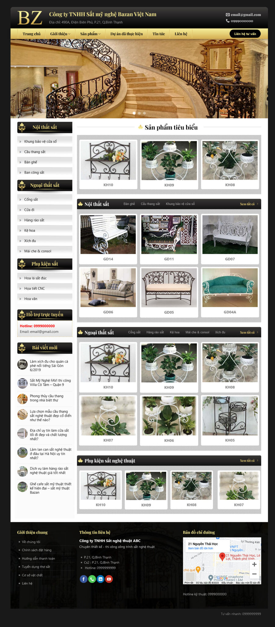 Thiết kế website cơ khí sắt mỹ nghệ, Website cơ khí sắt mỹ nghệ, Nam Việt IT & Agency, Theme WordPress Flatsome, Dịch vụ cơ khí online, Tối ưu SEO website