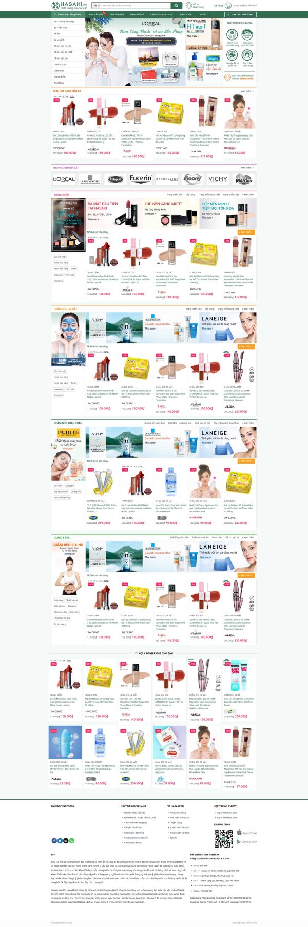Thiết kế website bán mỹ phẩm, Website mỹ phẩm đẹp giống Hasaki, Nam Việt IT & Agency, Theme WordPress Flatsome, Shop mỹ phẩm online, Tối ưu SEO website