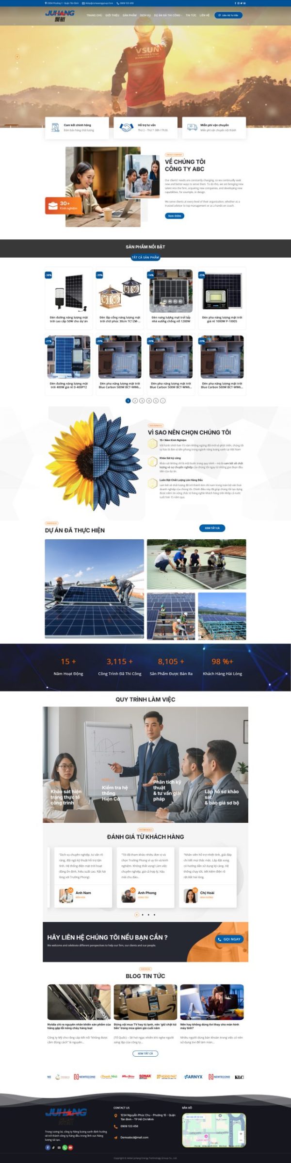 Thiết kế website giới thiệu công ty năng lượng mặt trời, Website công ty năng lượng mặt trời, Nam Việt IT & Agency, Theme Flatsome, Website WordPress năng lượng tái tạo, Tối ưu SEO website