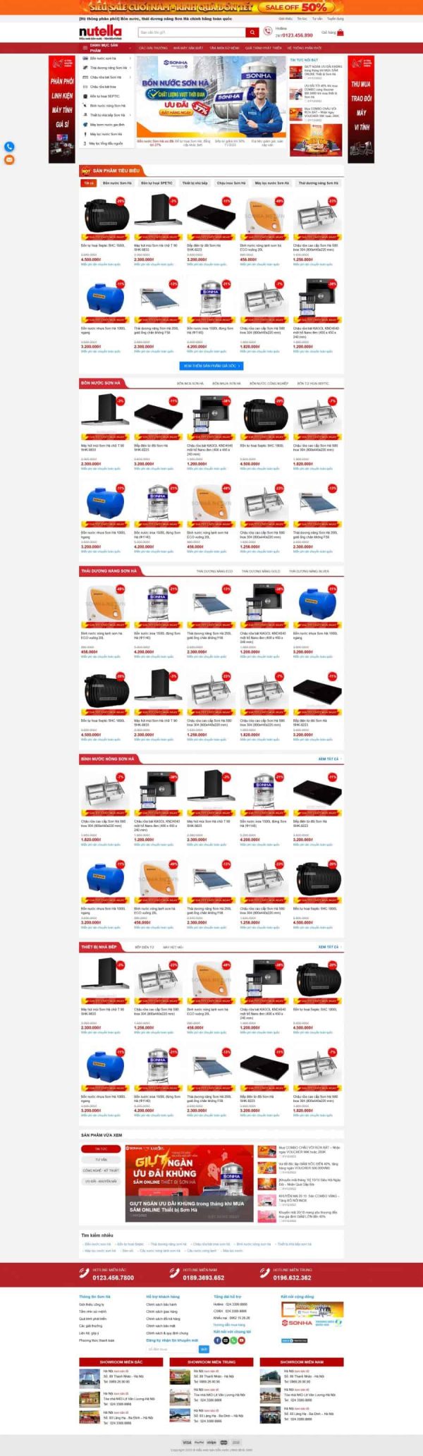 Thiết kế website bán hàng điện nước, Website bán bồn nước, Nam Việt IT & Agency, Theme WordPress Flatsome, Cửa hàng điện nước trực tuyến, Tối ưu SEO website