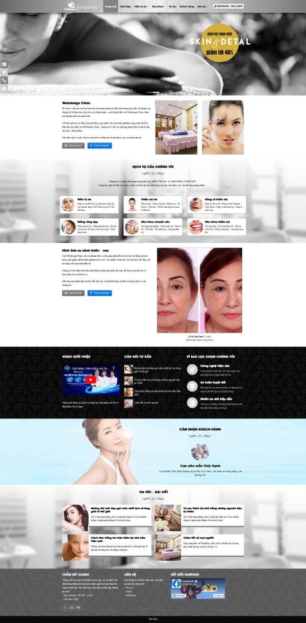 Thiết kế website thẩm mỹ viện, Website dịch vụ thẩm mỹ viện, Nam Việt IT & Agency, Theme WordPress Flatsome, Dịch vụ spa uy tín, Tối ưu SEO website