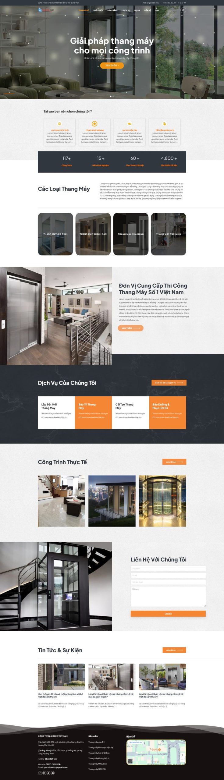 Thiết kế website giới thiệu công ty bán thang máy, Website công ty bán thang máy, Nam Việt IT & Agency, Theme WordPress Flatsome, Công ty thang máy trực tuyến, Tối ưu SEO website