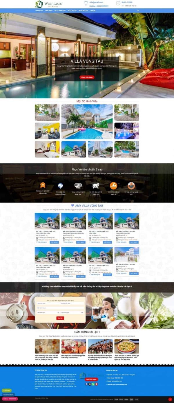 Thiết kế website cho thuê villa, Website khách sạn trực tuyến, Nam Việt IT & Agency, Theme WordPress Flatsome, Dịch vụ cho thuê villa khách sạn, Tối ưu SEO website