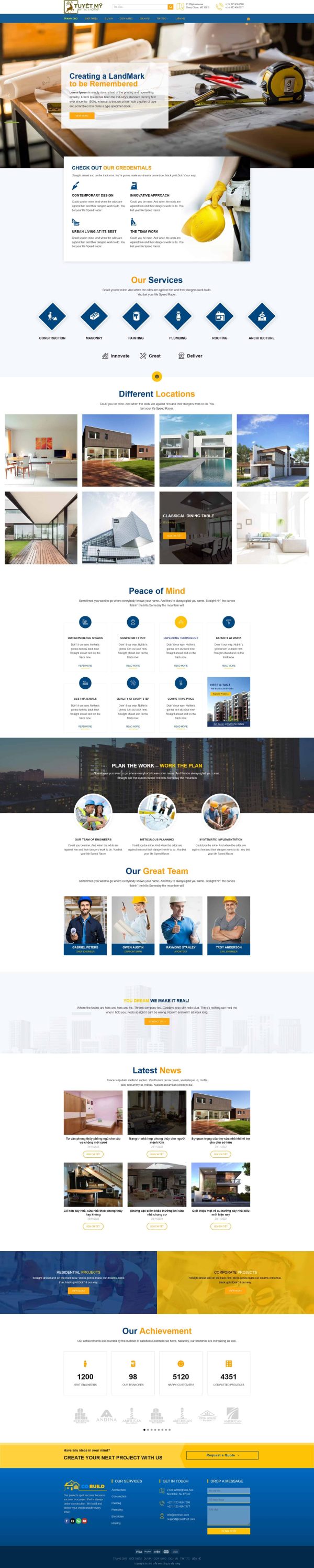 Thiết kế website công ty xây dựng, Website công ty xây dựng, Nam Việt IT & Agency, Theme WordPress Flatsome, Dịch vụ xây dựng trực tuyến, Tối ưu SEO website
