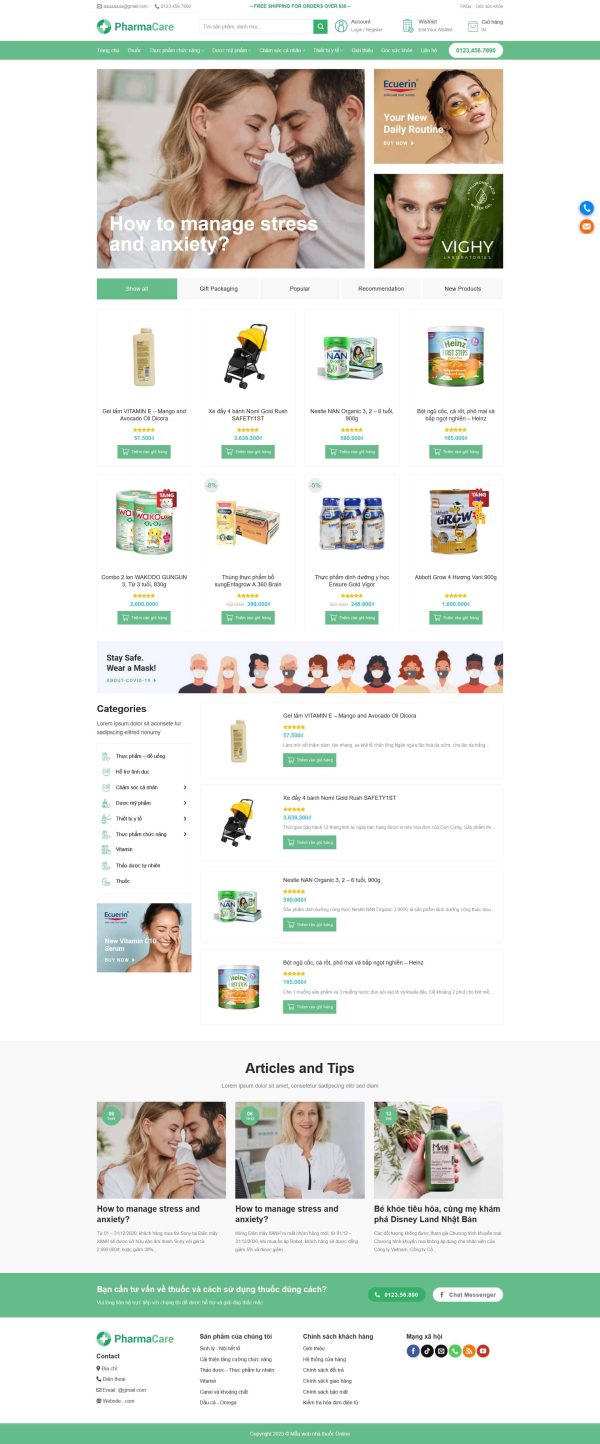 Thiết kế website nhà thuốc, Website nhà thuốc trực tuyến, Nam Việt IT & Agency, Theme WordPress Flatsome, Bán thuốc online, Tối ưu SEO website