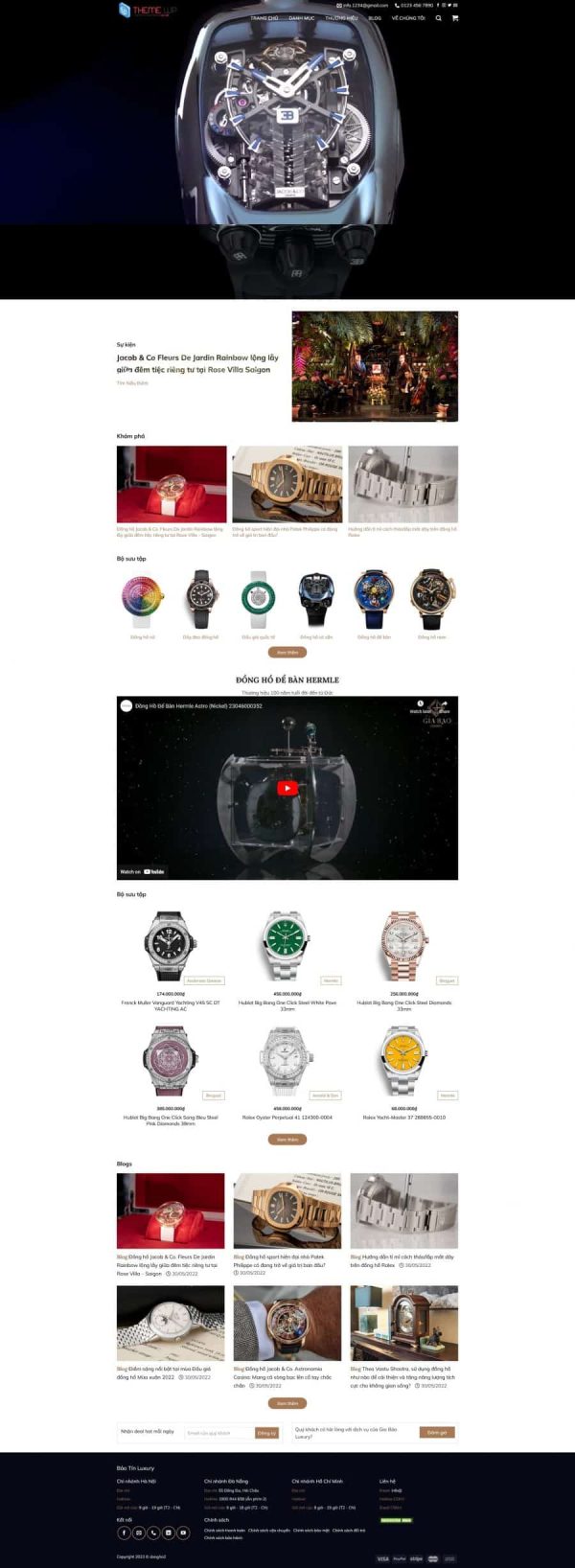 Thiết kế website bán đồng hồ, Website bán đồng hồ thời trang, Nam Việt IT & Agency, Theme WordPress Flatsome, Cửa hàng đồng hồ trực tuyến, Tối ưu SEO website