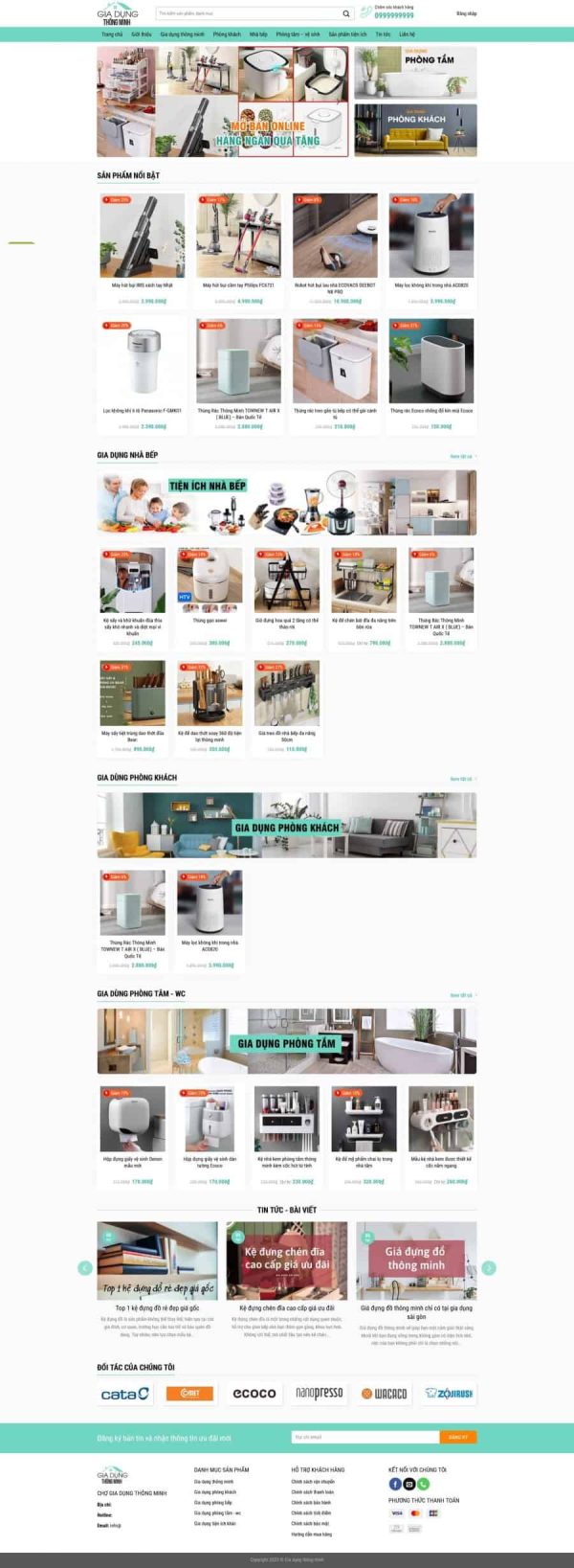 Thiết kế website bán hàng gia dụng, Website bán đồ gia dụng, Nam Việt IT & Agency, Theme WordPress Flatsome, Cửa hàng gia dụng trực tuyến, Tối ưu SEO website