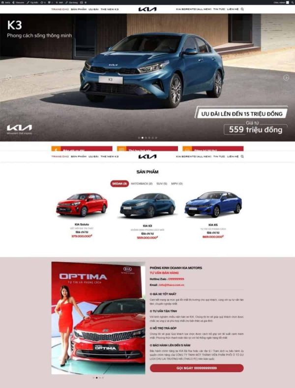 Thiết kế website hãng xe KIA, Website đại lý KIA chuẩn đẹp, Nam Việt IT & Agency, Theme WordPress Flatsome, Đại lý ô tô trực tuyến, Tối ưu SEO website