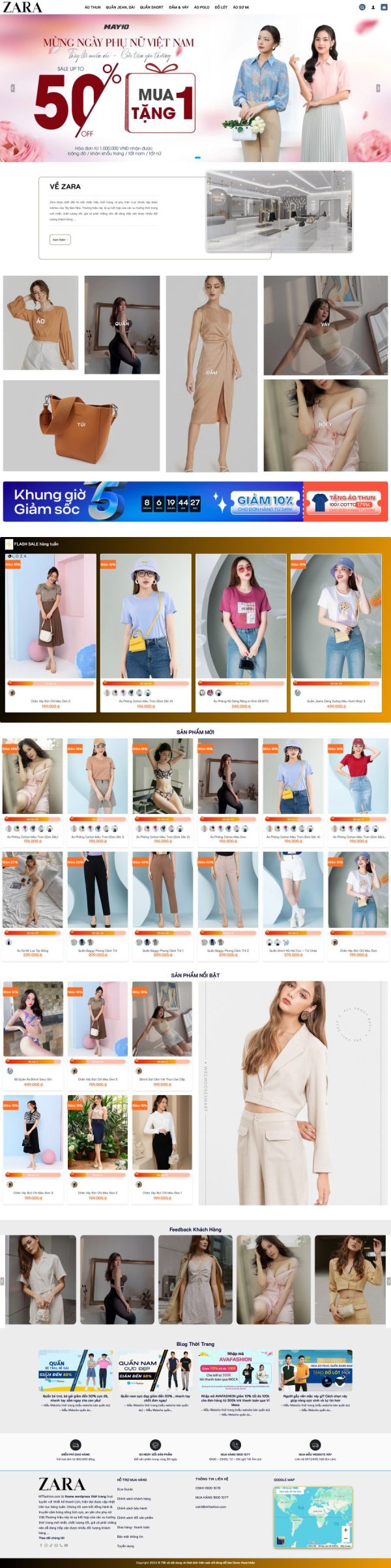 Thiết kế website bán thời trang quần áo, Website bán quần áo online, Nam Việt IT & Agency, Theme Flatsome, Website WordPress bán thời trang, Tối ưu SEO website