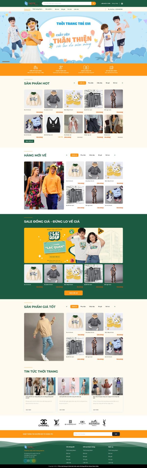 Thiết kế website thời trang trẻ em, Website thời trang trẻ em 47, Nam Việt IT & Agency, Theme WordPress Flatsome, Cửa hàng thời trang trẻ em online, Tối ưu SEO website