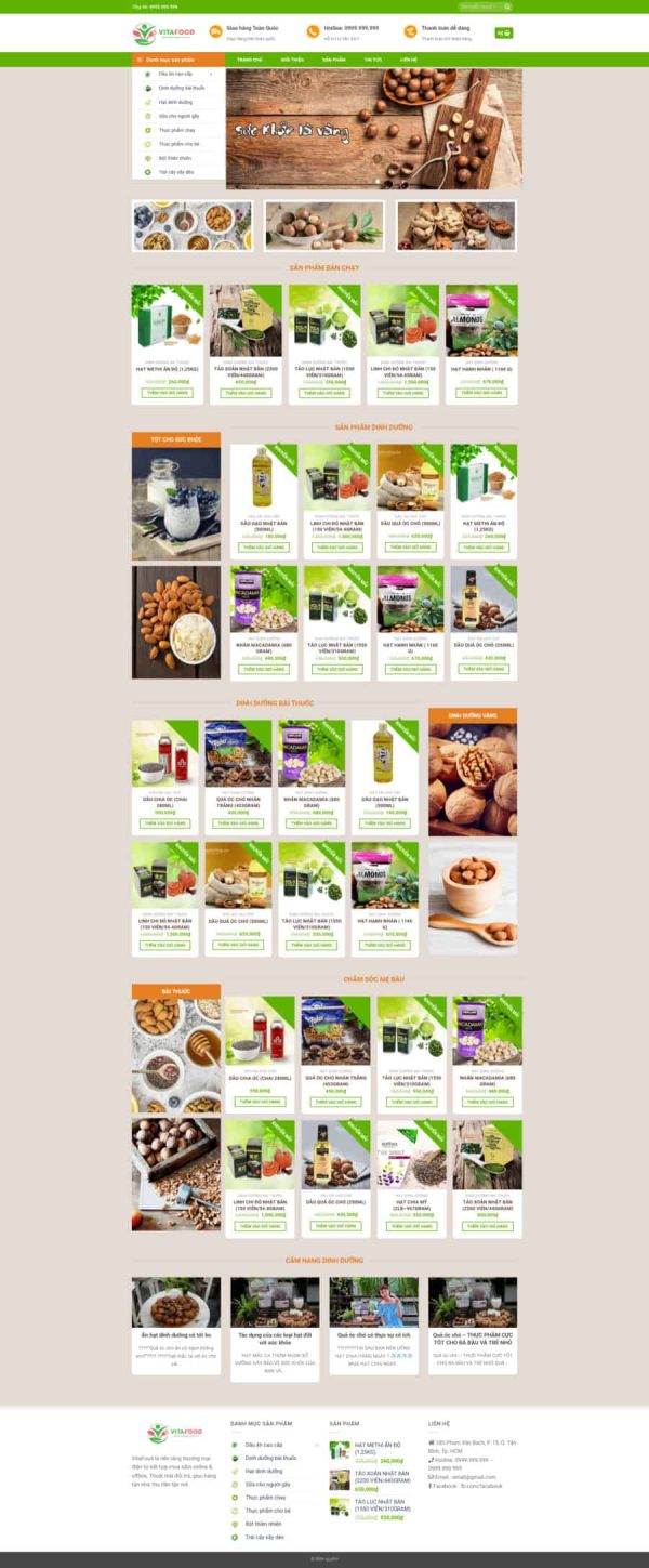 Thiết kế website thực phẩm, Website bán thực phẩm sạch, Nam Việt IT & Agency, Theme WordPress Flatsome, Dịch vụ bán thực phẩm online, Tối ưu SEO website