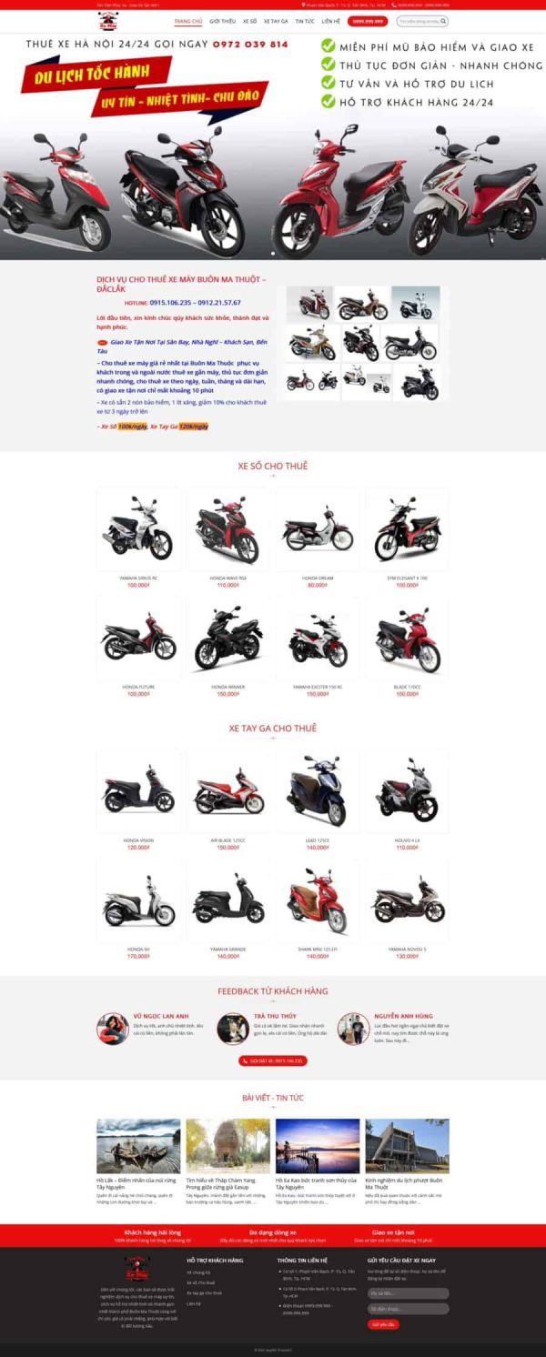 Thiết kế website cho thuê xe máy, Website dịch vụ thuê xe máy trực tuyến, Nam Việt IT & Agency, Theme WordPress Flatsome, Dịch vụ thuê xe máy, Tối ưu SEO website