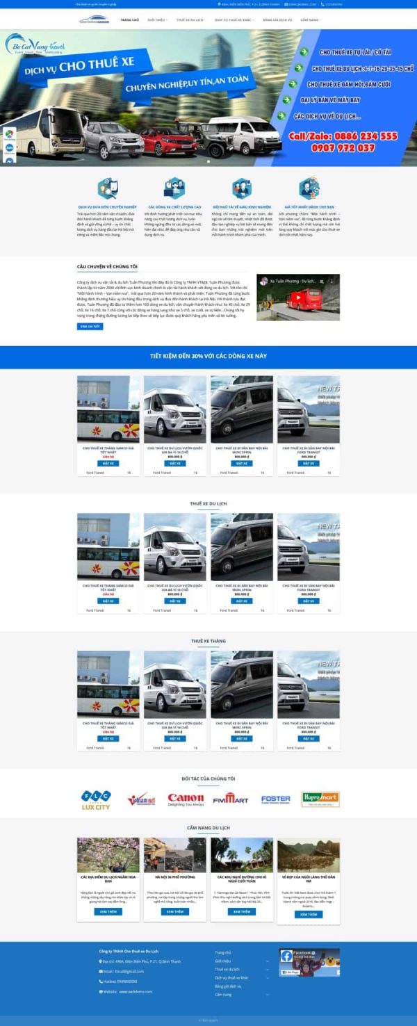 Thiết kế website cho thuê xe du lịch, Website dịch vụ thuê xe du lịch, Nam Việt IT & Agency, Theme WordPress Flatsome, Dịch vụ thuê xe uy tín, Tối ưu SEO website