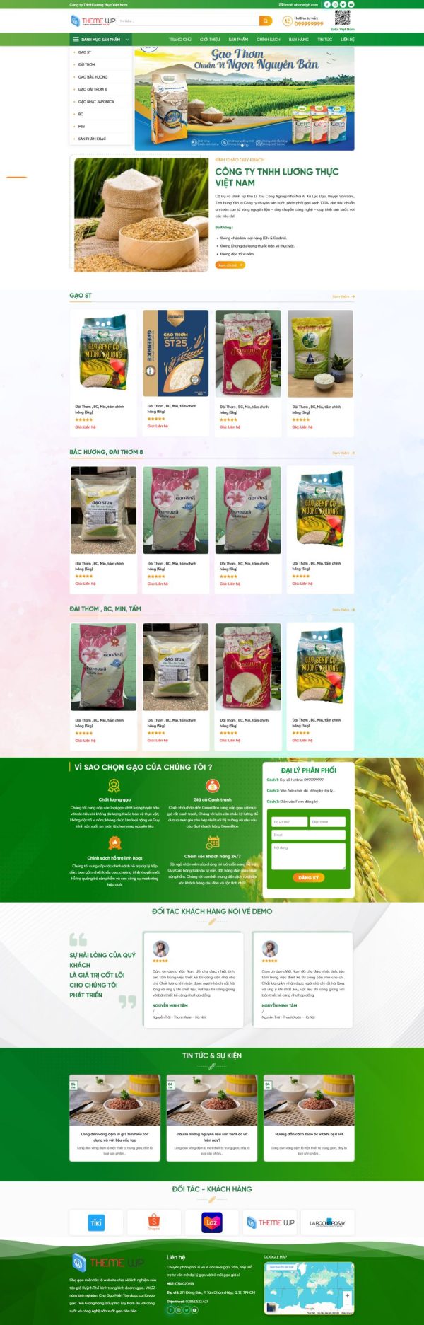 Thiết kế website tiệm bán gạo nông sản, Website bán gạo nông sản uy tín, Nam Việt IT & Agency, Theme Flatsome, Website WordPress gạo nông sản, Tối ưu SEO website