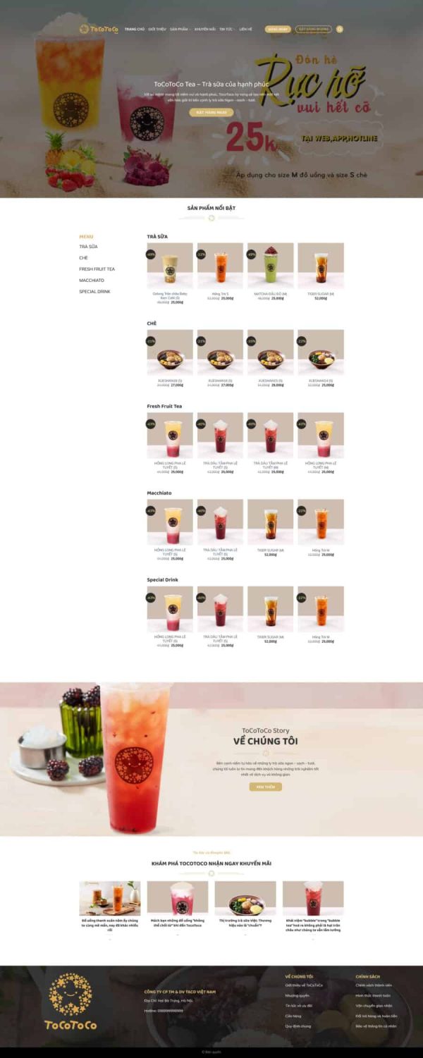 Thiết kế website quán trà sữa, Website đặt trà sữa online, Nam Việt IT & Agency, Theme WordPress Flatsome, Quán trà sữa uy tín, Tối ưu SEO website