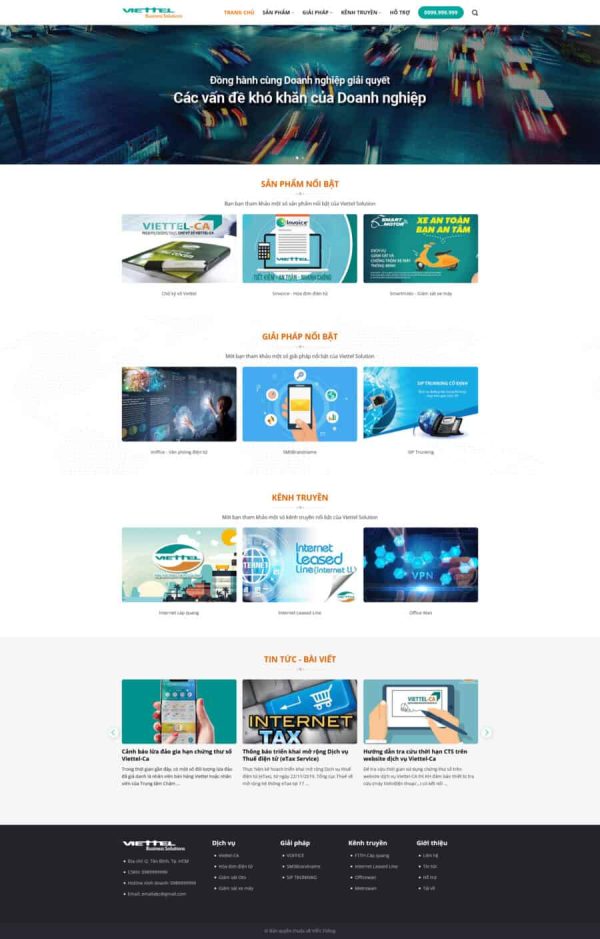 Thiết kế website viễn thông Viettel, Website dịch vụ Viettel online, Nam Việt IT & Agency, Theme WordPress Flatsome, Dịch vụ viễn thông trực tuyến, Tối ưu SEO website