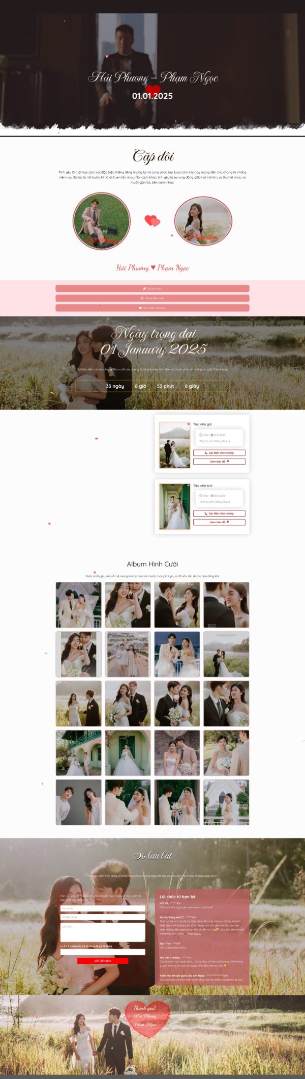 Thiết kế website thiệp cưới có chức năng lưu bút, Website thiệp cưới online, Nam Việt IT & Agency, Theme Flatsome, Website WordPress thiệp cưới, Tối ưu SEO website