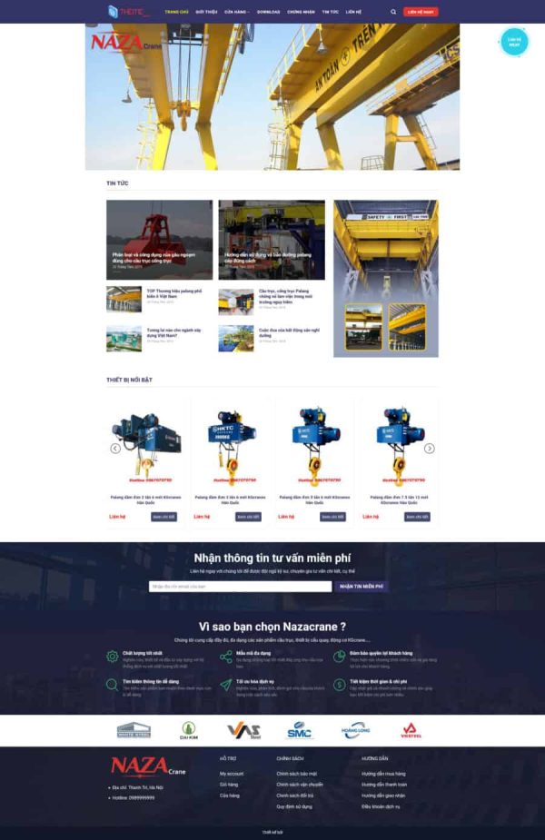 Thiết kế website công ty cẩu trục, Website cẩu trục chuyên nghiệp, Nam Việt IT & Agency, Theme WordPress Flatsome, Dịch vụ cẩu trục trực tuyến, Tối ưu SEO website