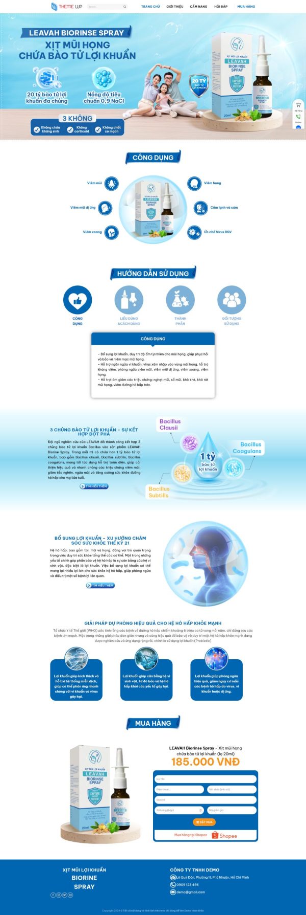 Thiết kế website bán thuốc xịt mũi, Website bán thuốc xịt mũi online, Nam Việt IT & Agency, Theme WordPress Flatsome, Website dược phẩm, Tối ưu SEO website