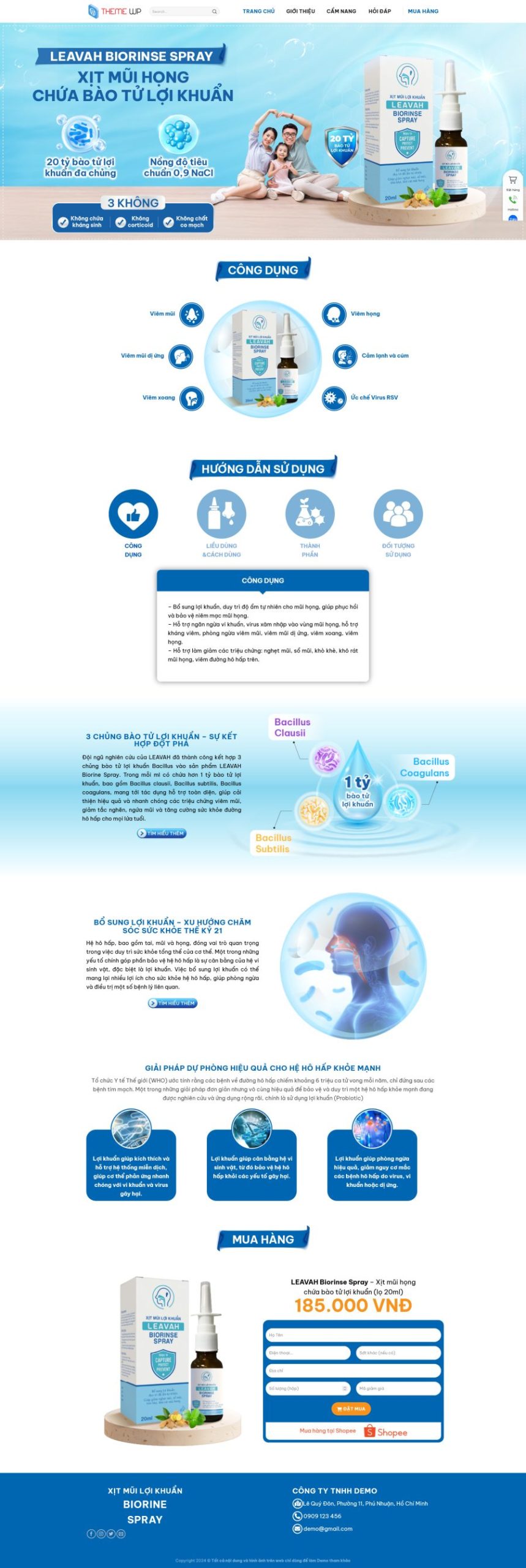 Thiết kế website bán thuốc xịt mũi, Website bán thuốc xịt mũi online, Nam Việt IT & Agency, Theme WordPress Flatsome, Website dược phẩm, Tối ưu SEO website