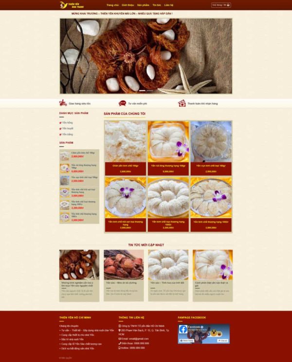 Thiết kế website yến sào, Website yến sào online, Nam Việt IT & Agency, Theme WordPress Flatsome, Cửa hàng yến sào trực tuyến, Tối ưu SEO website